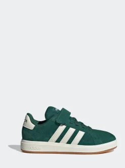 Vert - Baskets adidas Grand Court 00s en daim à lacets élastiques pour enfant