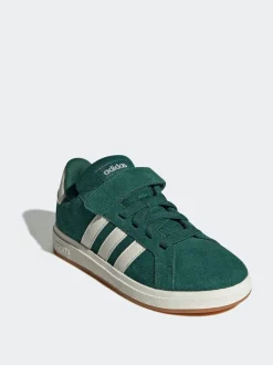 Vert - Baskets adidas Grand Court 00s en daim à lacets élastiques pour enfant