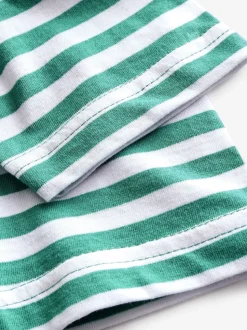 Vert - Benetton Garçons T-shirt rayé avec logo en 100% coton