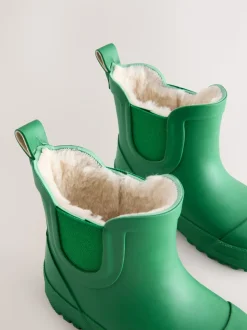 Vert - Bottines en caoutchouc avec doublure chaude