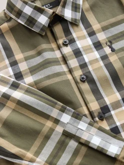 Vert - Chemise à carreaux en coton à manches longues (3-16ans)