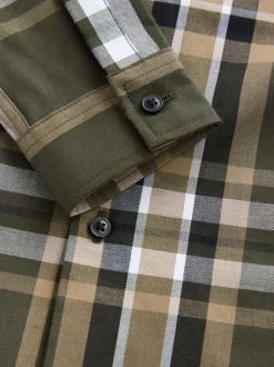 Vert - Chemise à carreaux en coton à manches longues (3-16ans)