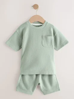 vert - Ensemble 100% coton texturé hauts de poche (3mois-7ans)