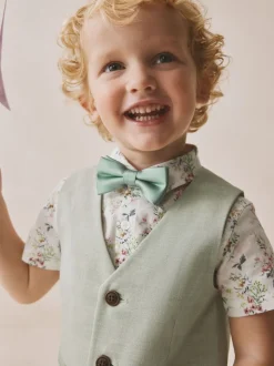 vert - Ensemble gilet, chemise, short et cravate (3mois9ans)