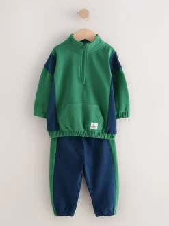 Vert - Ensemble haut demi-zip et jogging (3mois à7ans)