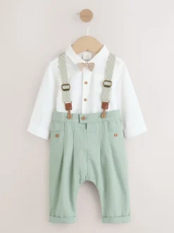 vert - Ensemble pantalon-chemise et bretelles bébé 3 pièces (0mois-2ans)