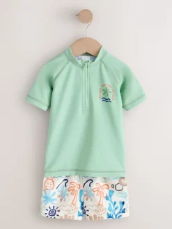 vert - Ensemble Rash Gilet et short de bain (3mois-7ans)