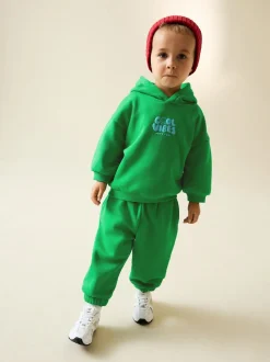 Vert - Ensemble sweat à capuche et jogging imprimé Cool Vibes (3mois7ans)