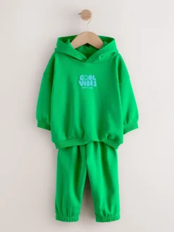 Vert - Ensemble sweat à capuche et jogging imprimé Cool Vibes (3mois7ans)