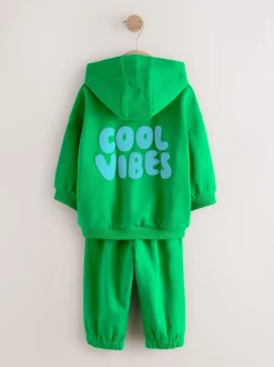 Vert - Ensemble sweat à capuche et jogging imprimé Cool Vibes (3mois7ans)