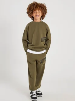 Vert - Ensemble Sweat-shirt et Jogging River Island River Varsity