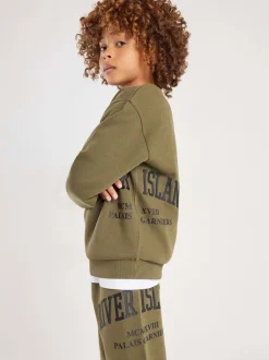 Vert - Ensemble Sweat-shirt et Jogging River Island River Varsity