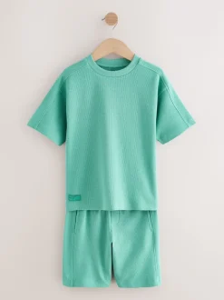Vert - Ensemble t-shirt et short texturé Manchester Courts (3-16ans)