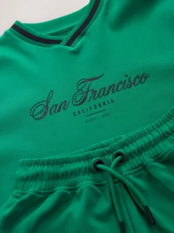 Vert - Ensemble t-shirt et short sportif à col en V (3-16ans)