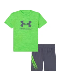 Vert - Ensemble t-shirt et short Under Armour Tech Fade