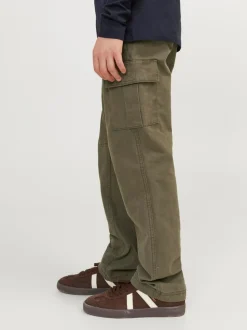 Vert - JACK & JONES JUNIOR Coupe droite Patch Pocket Cargos 100% Cotton Pantalons