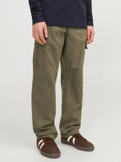 Vert - JACK & JONES JUNIOR Coupe droite Patch Pocket Cargos 100% Cotton Pantalons