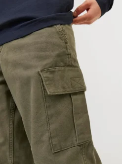 Vert - JACK & JONES JUNIOR Coupe droite Patch Pocket Cargos 100% Cotton Pantalons