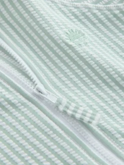 Vert à la menthe - Ensemble maillot de bain et chapeau anti-soleil rayé (3mois-7ans)