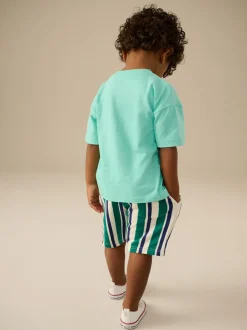 Vert à la menthe - Ensemble t-shirt à manches courtes et short à motif (3mois7ans)