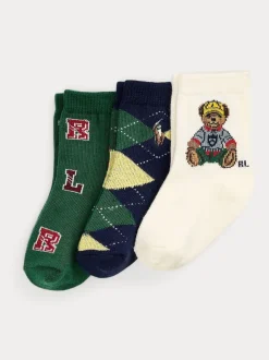 Vert - Lot de 3 paires de chaussettes Polo Ralph Lauren Bébé Bear à Imprimé graphique Col rond