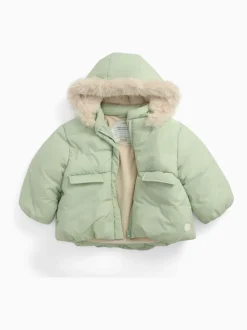 Vert - Manteau MORI zippé confortable avec capuche amovible