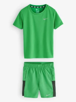 Vert - Nike Ensemble t-shirt Miler et short Challenger Little Kids