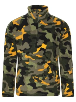 Vert - Polaire Mountain Warehouse Pursuit imprimée à demi-fermeture éclair pour enfant