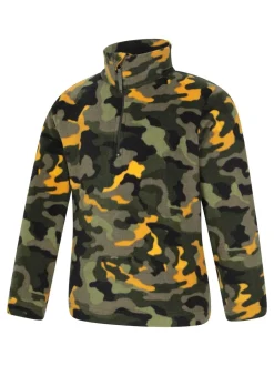 Vert - Polaire Mountain Warehouse Pursuit imprimée à demi-fermeture éclair pour enfant