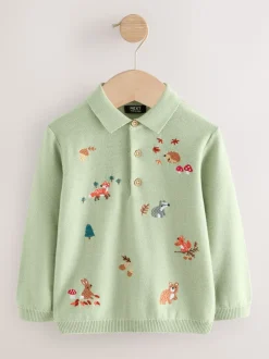 vert - Polo en maille brodé sur l’ensemble (3mois à7ans)