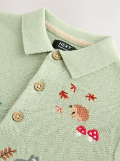 vert - Polo en maille brodé sur l’ensemble (3mois à7ans)