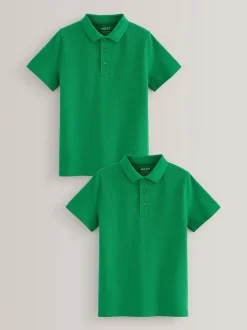 Vert - Polos en coton à manches courtes pour l'école, lot de 2 (3-16ans)