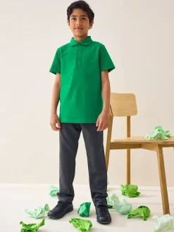 Vert - Polos en coton à manches courtes pour l'école, lot de 2 (3-16ans)