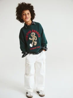 Vert - Pull Col rond en maille Cotton On