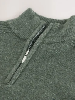 Vert - Pull en maille à col zippé (3-16 ans)