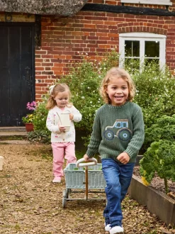 Vert - Pull JoJo Maman Bébé tracteur brodé