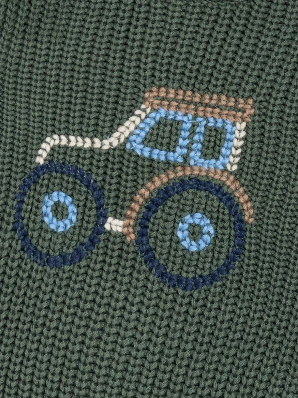 Vert - Pull JoJo Maman Bébé tracteur brodé