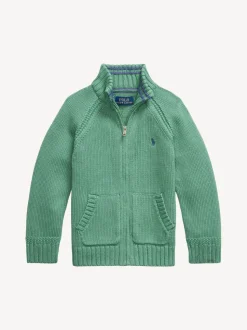 Vert - Pull Polo Ralph Lauren garçon zippé en maille