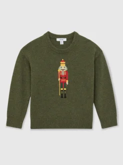 Vert - Pull Reiss Desmond à motif casse-noisettes en laine mélangée