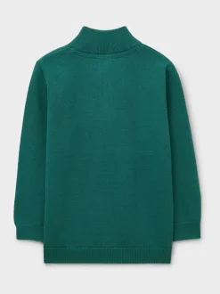 Vert - Pull semi-zippé en coton classique Crew Clothing