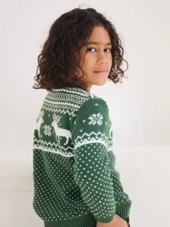 Vert - Pull The Little Tailor motif jacquard renne de Noël enfant