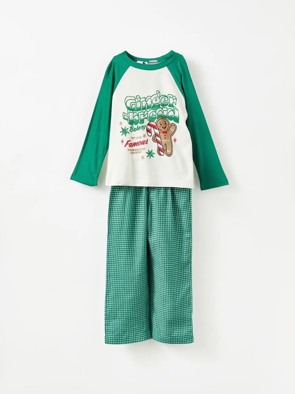 Vert - Pyjama de Noël en coton à manches longues à manches longues pour enfant assorti