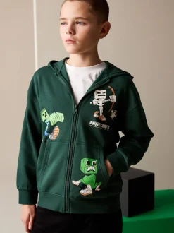 Vert - Sweat à capuche zippé Minecraft (3-16ans)