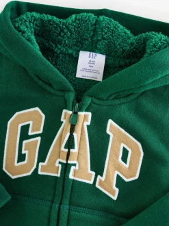 Vert - Sweat-shirt à capuche zippé en sherpa moelleux avec Gap logo (6mois5ans)