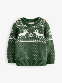 Vert - The Little Tailor - Pull de Noël en forme de renne et de foire