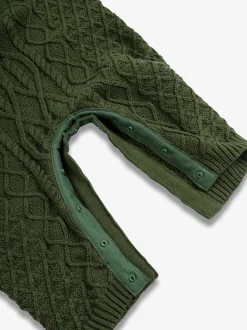 Vert - The Little Tailor Bébé 100% Cotton Cable Knit Romper And Chapeaux Gift Set