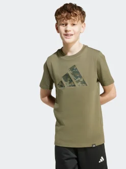 Vert - T-shirt adidas camouflage à imprimé graphique enfant