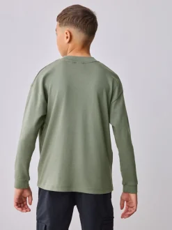 Vert - T-shirt Baker by Ted Baker poids lourd à manches longues