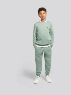 Vert - U.S. Polo Assn. Ensemble Sweat-shirt Col rond et Survêtement Double Horsemen