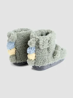 Vert avec dinosaure - Chaussons bottes JoJo Maman Bébé en peluche